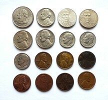 16 US coins, cents