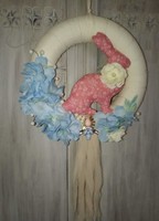 Hydrangea door wreath with bunny