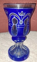Biedermeier-style blue stemmed glass