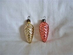 Old glass Christmas tree decorations - 2 pine cones!