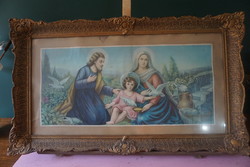 Jesus with Mary and Joseph poster image with glass cover
