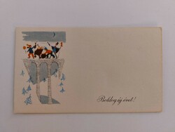 Old mini postcard New Year greeting card 1969