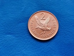 Falkland Islands 2 pence 1998 Highland Goose! Ouch! Young Elizabeth II!