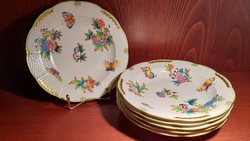 Herend porcelain deep plate, Victorian decor, 6 pcs.