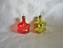 Old glass Christmas tree decorations - 2 transparent, 
