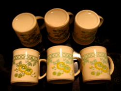 Medicinal tea, yellow flower ceramic mug set