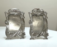 Pair of art nouveau silver-plated photo holders, rare collector's items