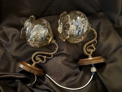 A pair of romantic Art Nouveau-style wall arms with a glass cover
