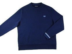 EREDETI FRED PERRY (2XL) HOSSZÚ UJJÚ FÉRFI SÖTÉTKÉK PULÓVER