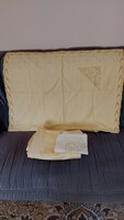 Rare Yellow Lace Embroidered Quilt Bed Cover Set Small Pillow Large Pillow Quilt