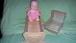 Retro vinyl stroller and cradle toy set with a quality serial numbered doll as shown in the pictures