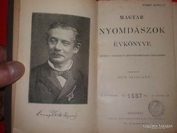 1887.Antique printers' yearbook, it contains a portrait of Zsigmond Falk, a knight, dedicated according to pictures