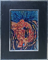 Fire enamel mural in a frame - abstract art
