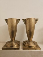 Pair of art deco bronze vases