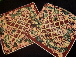2 old woven (?) pillow covers, decorative pillows