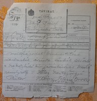 1914. Grat.távirat a tiszaeszlári per, volt vizsgálóbírájának 6.