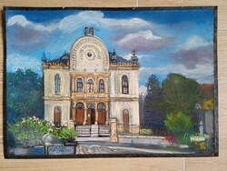 Pécsi Zsinagóga porpasztell kép A/2 méretben