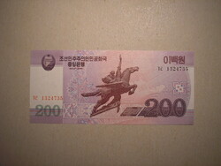 Észak-Korea-200 Won 2008 UNC