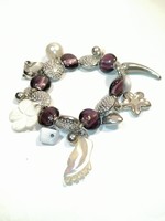 Bracelet with mother of pearl and purple glass (1133)
