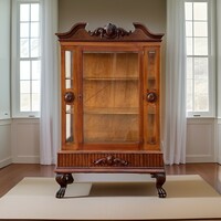 Impressive antique carved display case with frosted glass