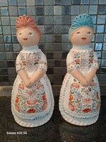 Marked ceramic wenches in folk costume kalocha figure sculpture 23 cm folk home decoration ornament