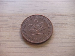 2 Pfennig 1980 ( j ) Germany