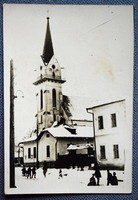 Felsővisó (Máramaros) - unique photo postcard - church, school, winter, children 19