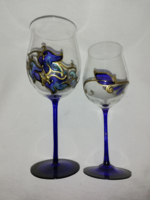 Czech, glass, hand-painted occasional pair of glasses