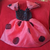 Red, black polka dot, ladybug casual dress for little girls