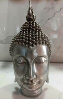 Buddha fej, ezüst színű