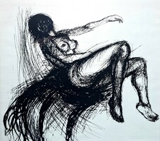 Imre Varga (1923- 2019): reclining nude (framed screen print, signed) 1980s