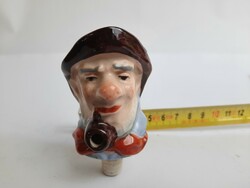 Pipe figure, old ceramics - stopper, glass stopper, bottle stopper