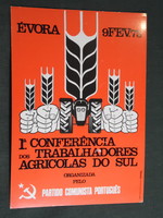 Postcard, Portugal, agricultural conference, graphic, partido comunista português