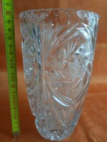 Nagyméretű csiszolt kristály váza  20 cm magas