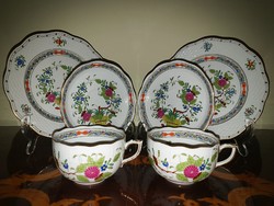 Herend colored Indian basket pattern tea breakfast set in pairs 6 pcs