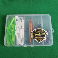 New 27-piece fishing bait set in a box - wobbler, rubber fish, hook - 16.