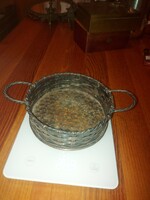 Wicker, bronzed steel basket