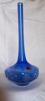Thüringer expert (GDR) blue glass vase, from the 1960s