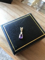 18K yellow gold pendant with amethyst and small brilliant