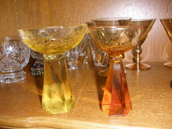 Honey and amber heavy cut liqueur glasses