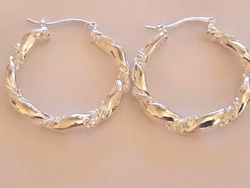 Large silver-plated hoop earrings