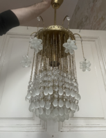 Antique vintage copper crystal chandelier