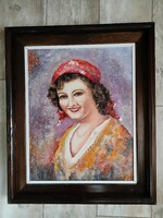 Roma girl oil painting, portrait