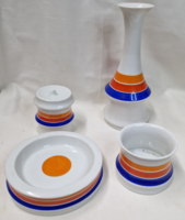 Hollóháza retro porcelain 4-piece table set in perfect condition for sale together