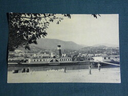 Postcard, tahitófalu, ship station, port, lányfalu paddle wheel steamboat