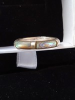 Silver ring with shell inlay