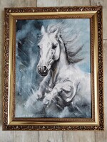 Gallop of the Gray, horse oil painting on canvas