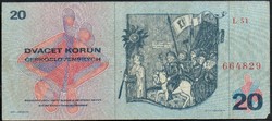 D - 014 -  Külföldi bankjegyek: 1970 Csehszlovákia 20 korona a "mesélő bankjegy"