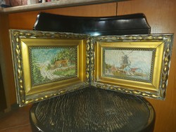 2 thick Bumford frames with tapestry, slightly damaged, but the inner frame pattern is intact