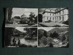 Postcard, Szilvásvárad, mosaic details, castle, restaurant, lake, Sot resort, view, forest
